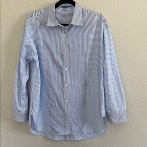 J.McLaughlin Blue Striped Button-Down Shirt - Size Large